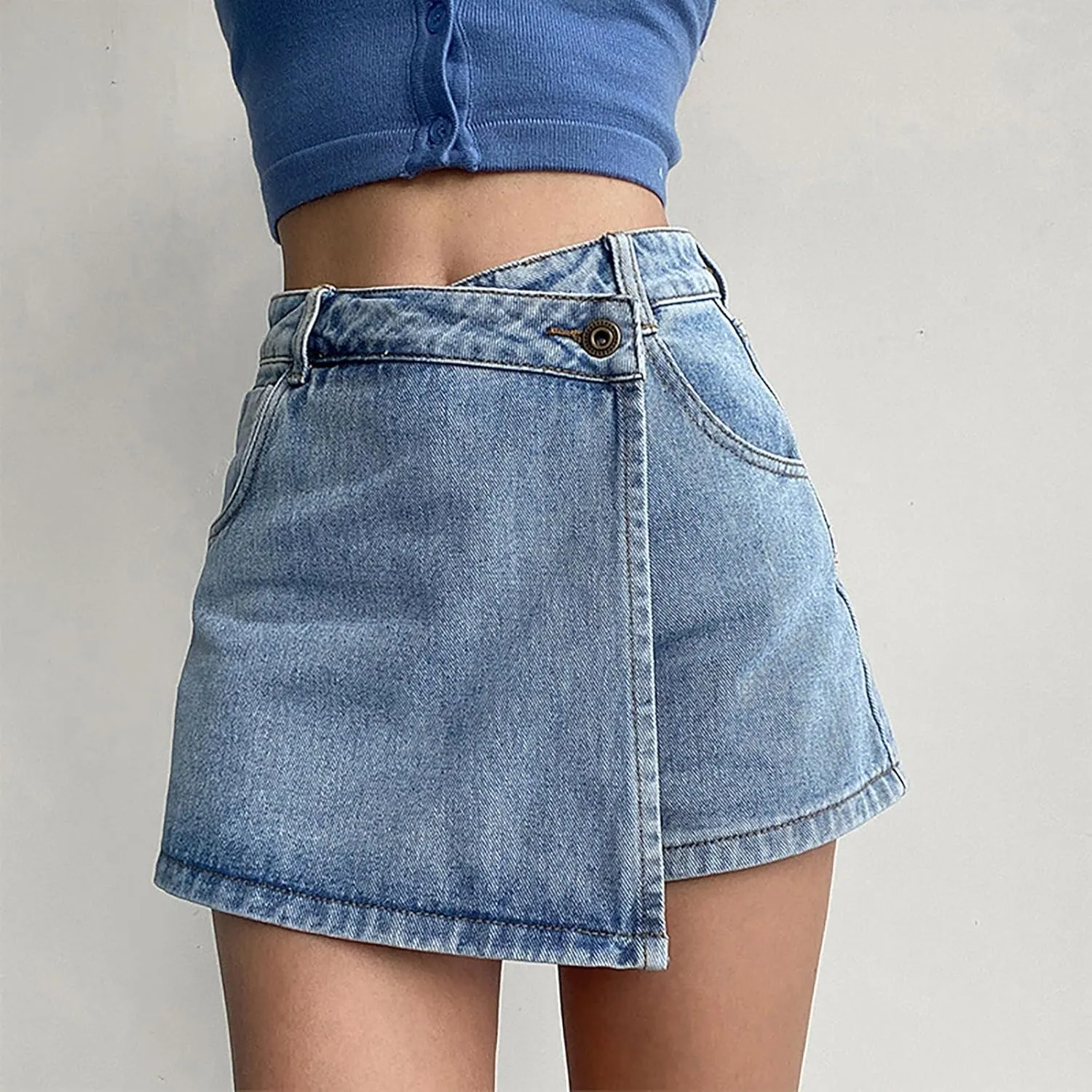 Skorts Skirts for Women Denim High Waisted Stretchy Plus Size Loose Jean Shorts Summer Casual Trendy Baggy Shorts