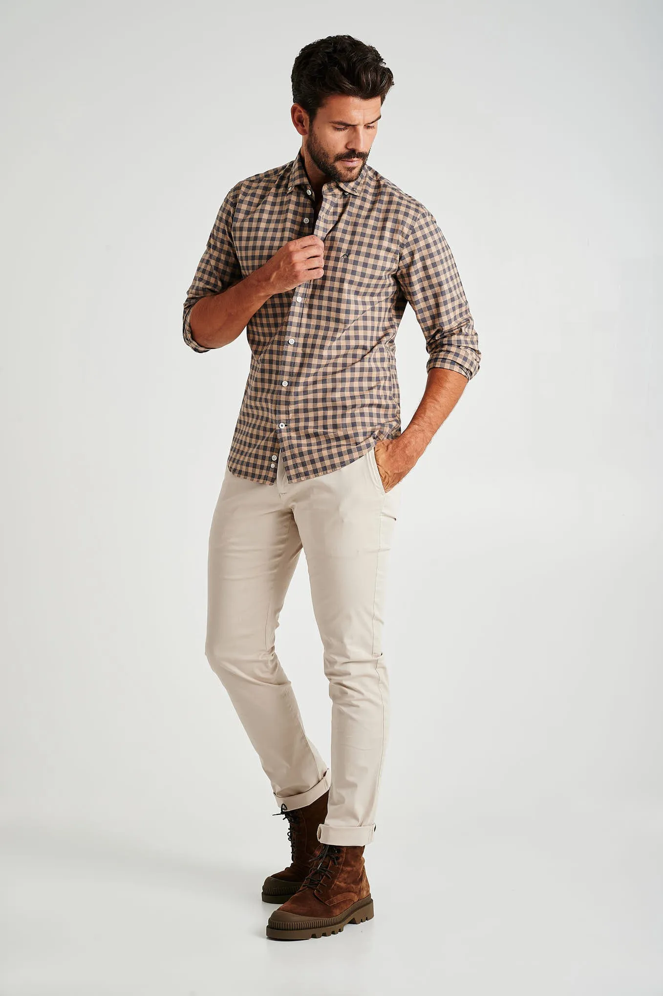 Slim fit plain organic cotton chino trousers