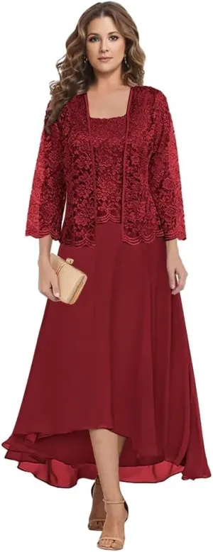Stylefun Women's Lace Mother of The Bride Dresses with Jacket 3/4 Sleeve Chiffon Long Formal Dresses Evening Gowns