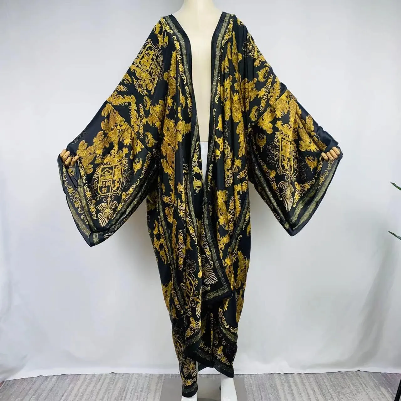 Summer Silk feeling beach cover up Women Cardigan fashion sexy Boho African Holiday party long Sleeve Robe kimono Kaftan