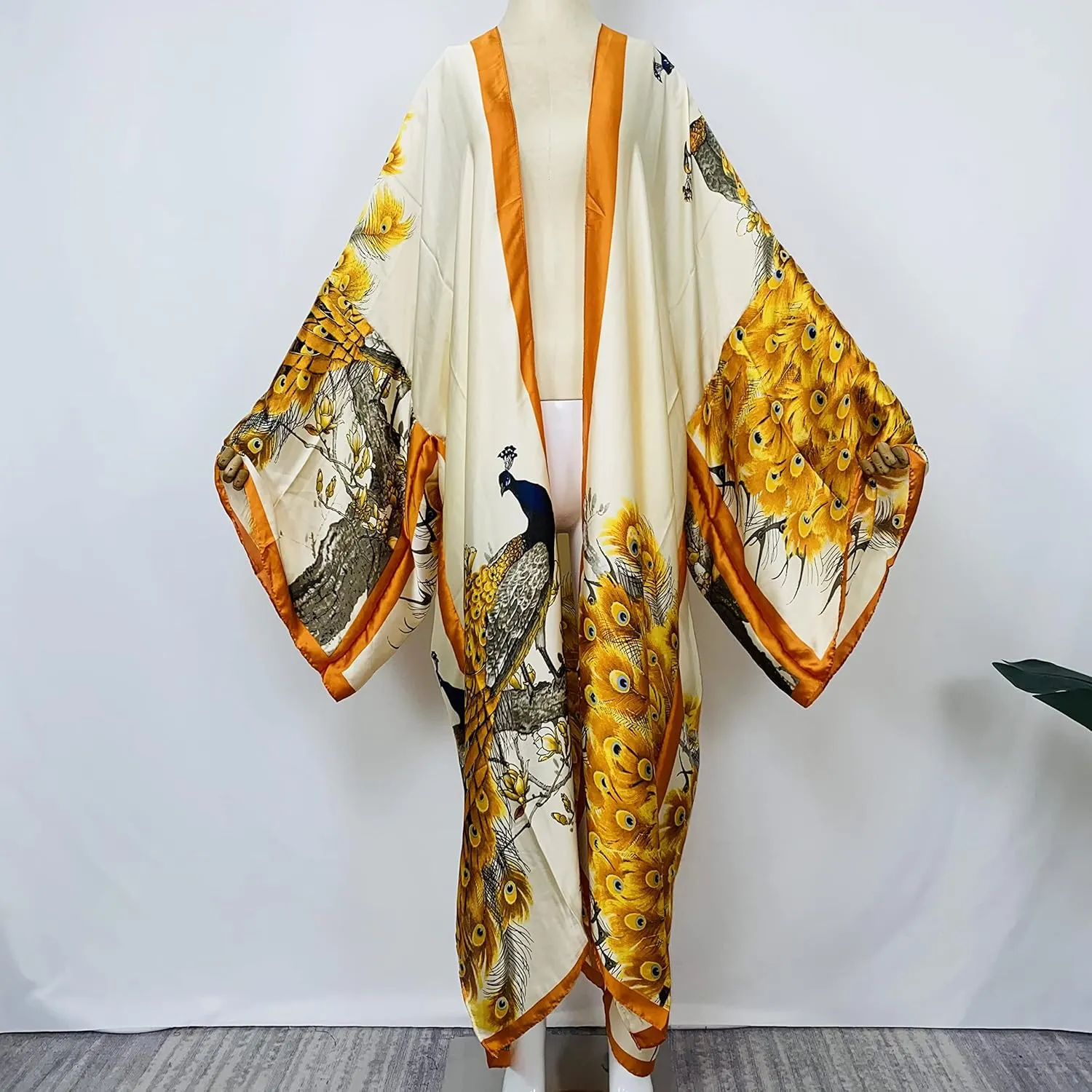 Summer Silk feeling Women bikini Sweet Cardigan stitch Cocktail sexcy Boho African Holiday Maxi Batwing SleeveRobe kaftan