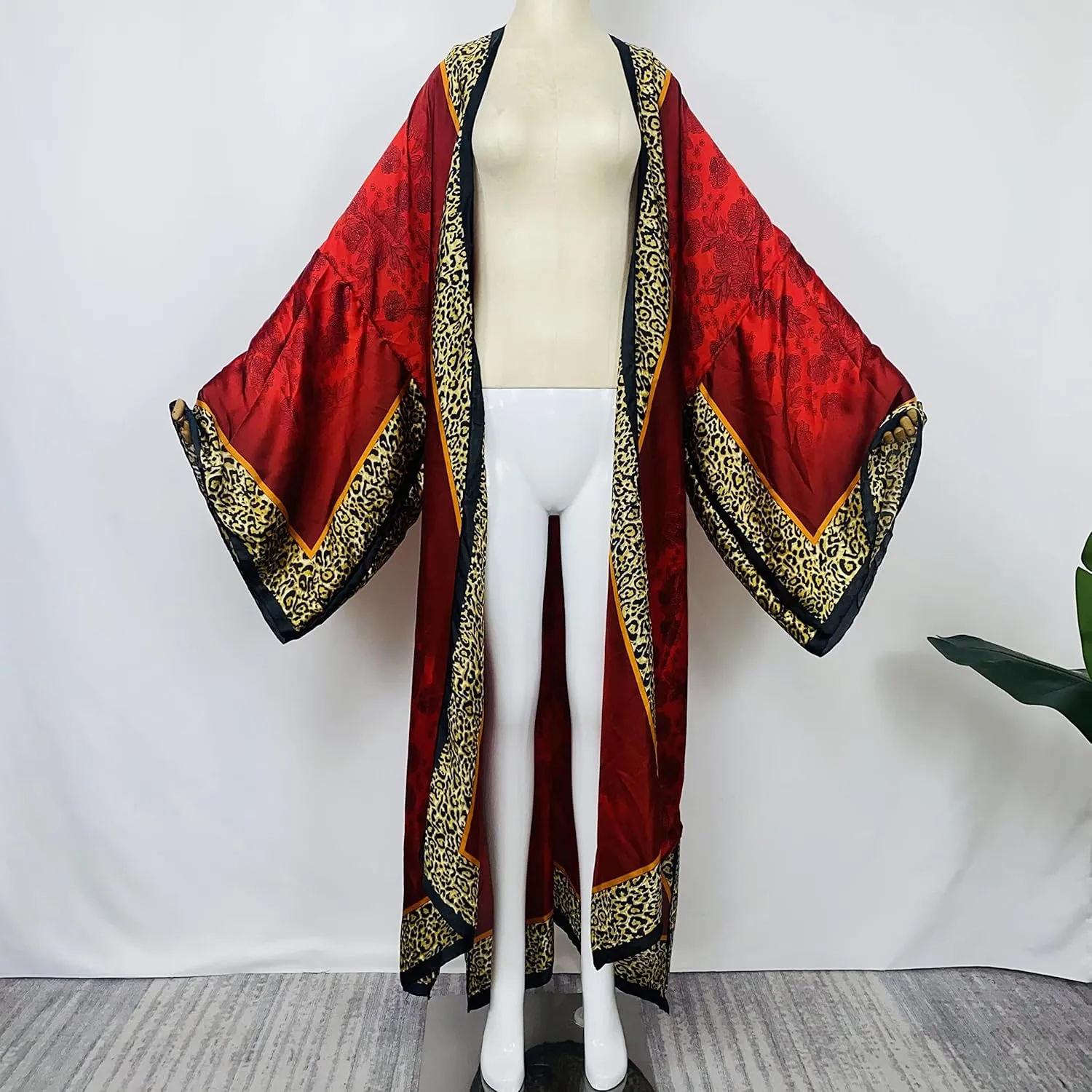 Summer Silk feeling Women bikini Sweet Cardigan stitch Cocktail sexcy Boho African Holiday Maxi Batwing SleeveRobe kaftan