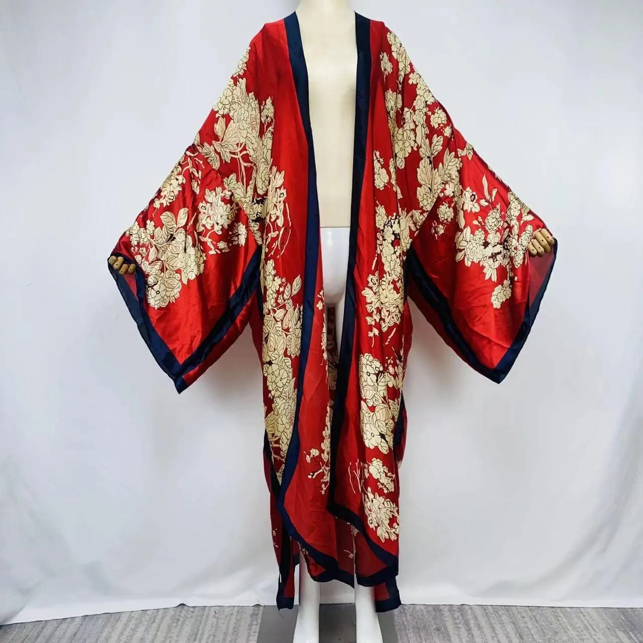 Summer Women Bikini Sweet Cardigan Stitch Cocktail sexcy African Holiday Maxi Batwing Sleeve Silk Feeling Robe Kaftan