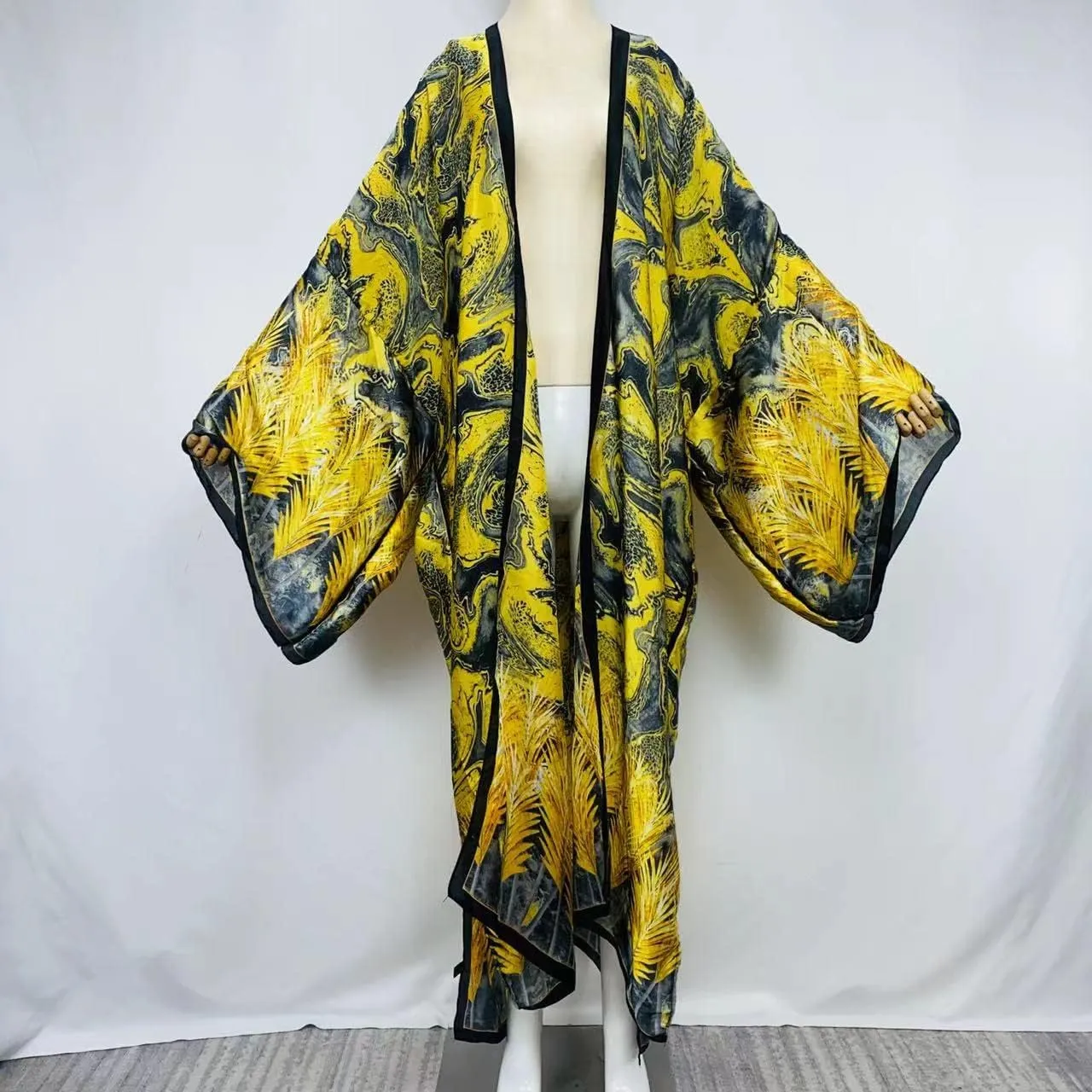Summer Women Bikini Sweet Cardigan Stitch Cocktail sexcy African Holiday Maxi Batwing Sleeve Silk Feeling Robe Kaftan