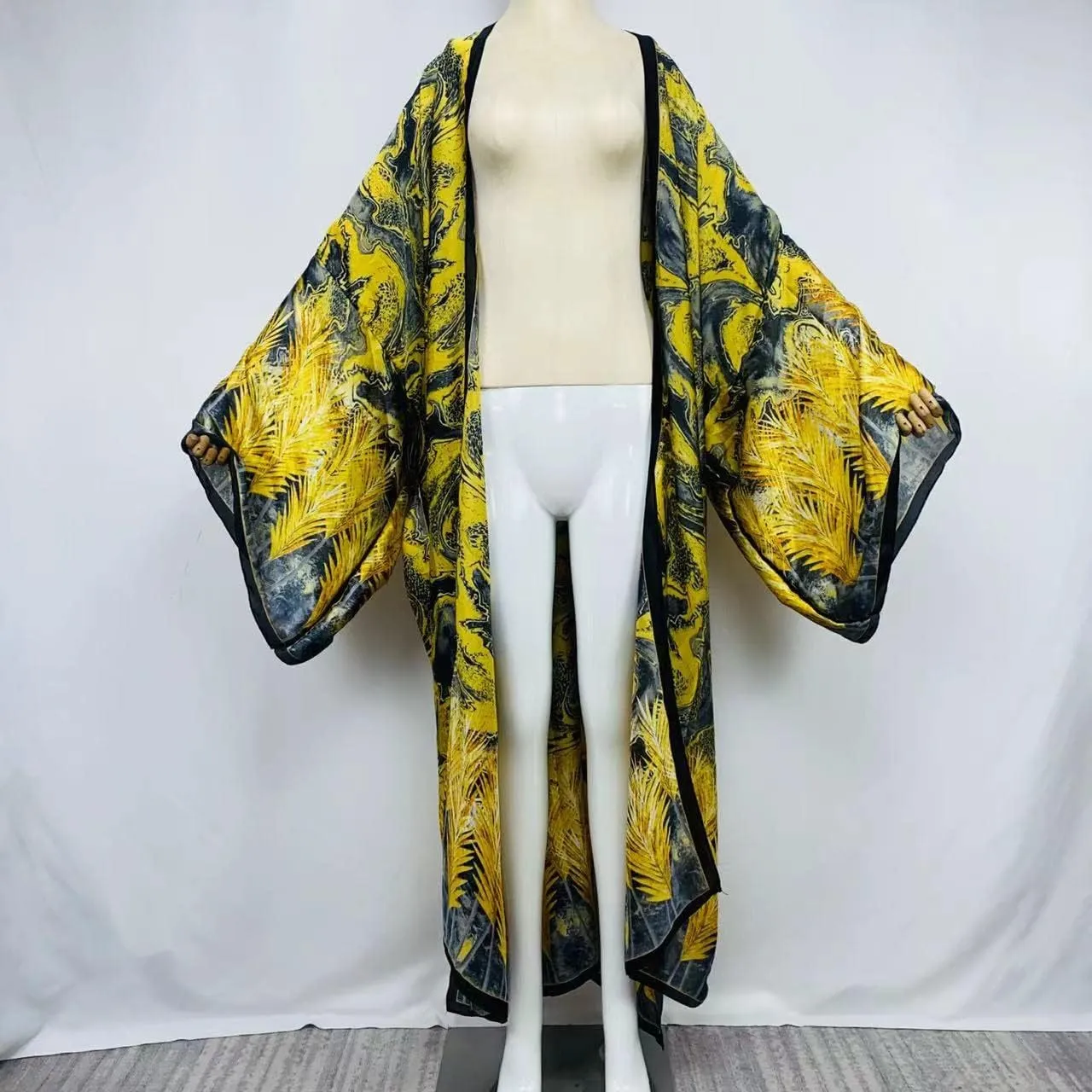 Summer Women Bikini Sweet Cardigan Stitch Cocktail sexcy African Holiday Maxi Batwing Sleeve Silk Feeling Robe Kaftan