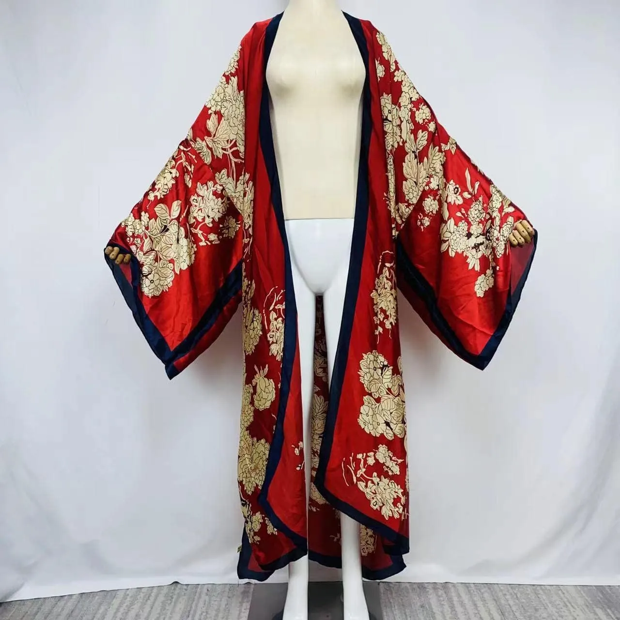 Summer Women Bikini Sweet Cardigan Stitch Cocktail sexcy African Holiday Maxi Batwing Sleeve Silk Feeling Robe Kaftan