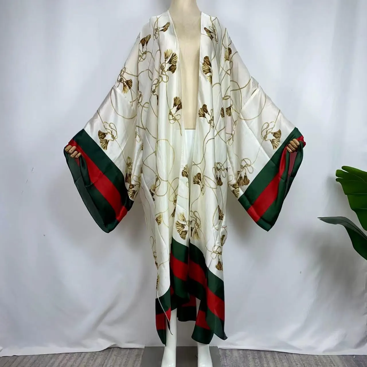 Summer Women Bikini Sweet Cardigan Stitch Cocktail sexcy African Holiday Maxi Batwing Sleeve Silk Feeling Robe Kaftan