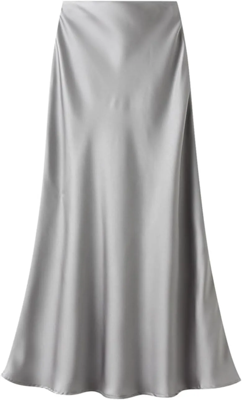 TangDao Womens Satin Maxi Skirt Casual Elastic High Waist Fishtail Bodycon Long Skirts