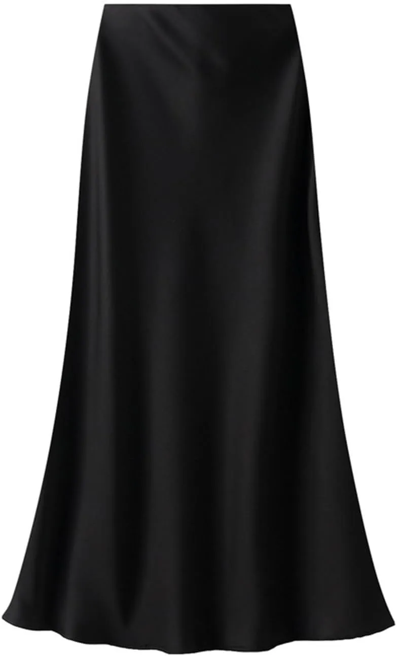 TangDao Womens Satin Maxi Skirt Casual Elastic High Waist Fishtail Bodycon Long Skirts