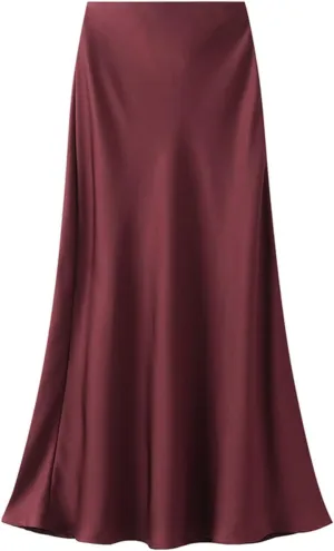 TangDao Womens Satin Maxi Skirt Casual Elastic High Waist Fishtail Bodycon Long Skirts
