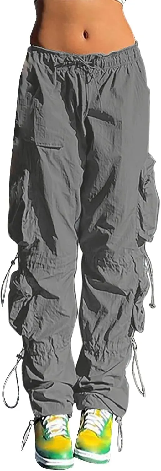 Travel Streetwear Baggy Stretchy Pants Clothes Black Pants High Waist Zipper Slim Drawstring Quick Dry Hiking Pants