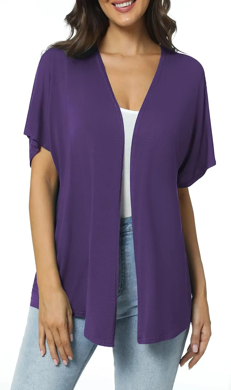 Urban CoCo Women's Lightweight Short Sleeve Kimono Cardigan Casual Cover Ups