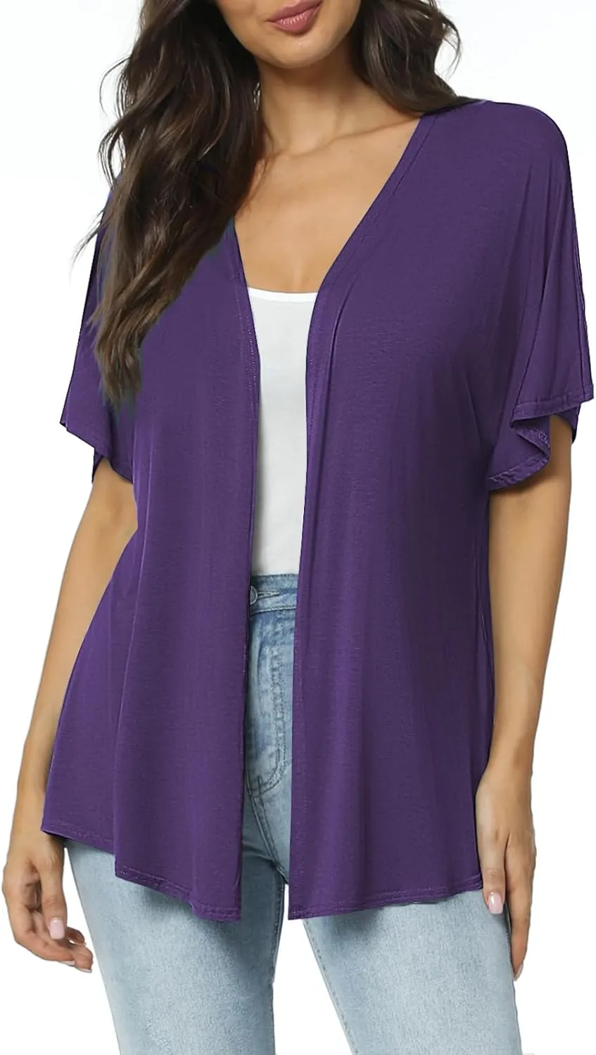 Urban CoCo Women's Lightweight Short Sleeve Kimono Cardigan Casual Cover Ups
