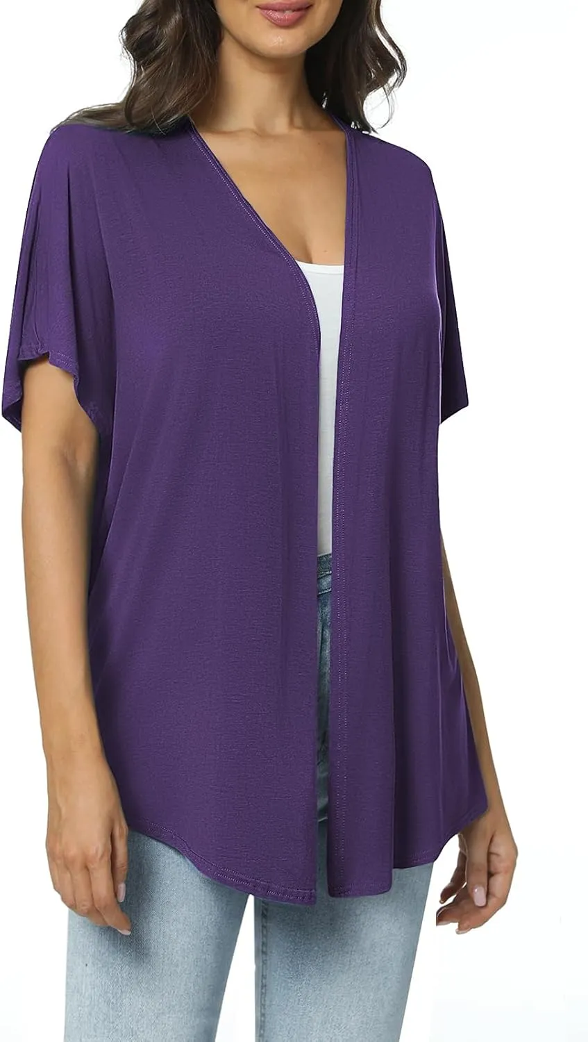 Urban CoCo Women's Lightweight Short Sleeve Kimono Cardigan Casual Cover Ups