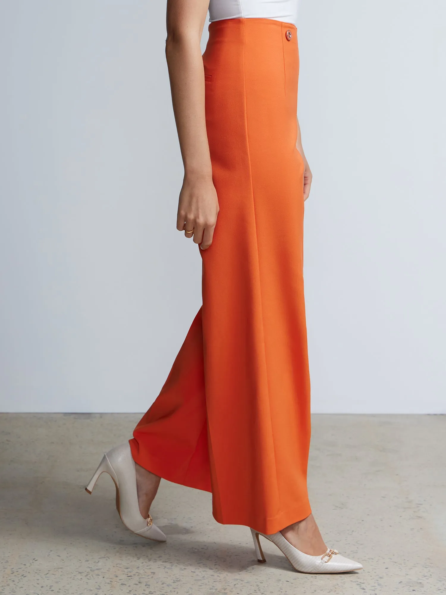 Wide Leg Sailor Button Pant