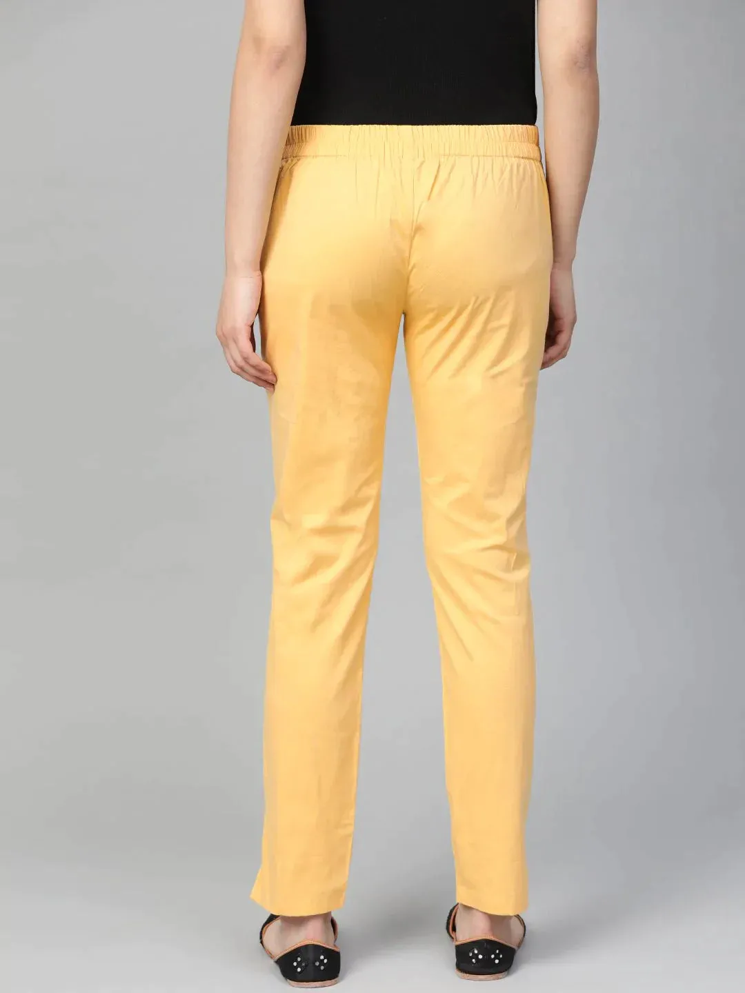 Women Beige Smart Slim Fit Solid Regular Trousers