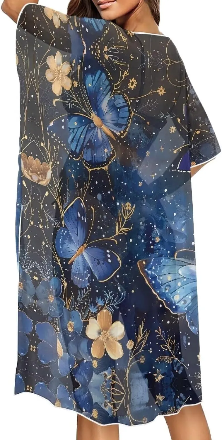 Women Kimono Swimsuit Cover Ups Short Sleeve Bikini Cover Up for Beach Vacations