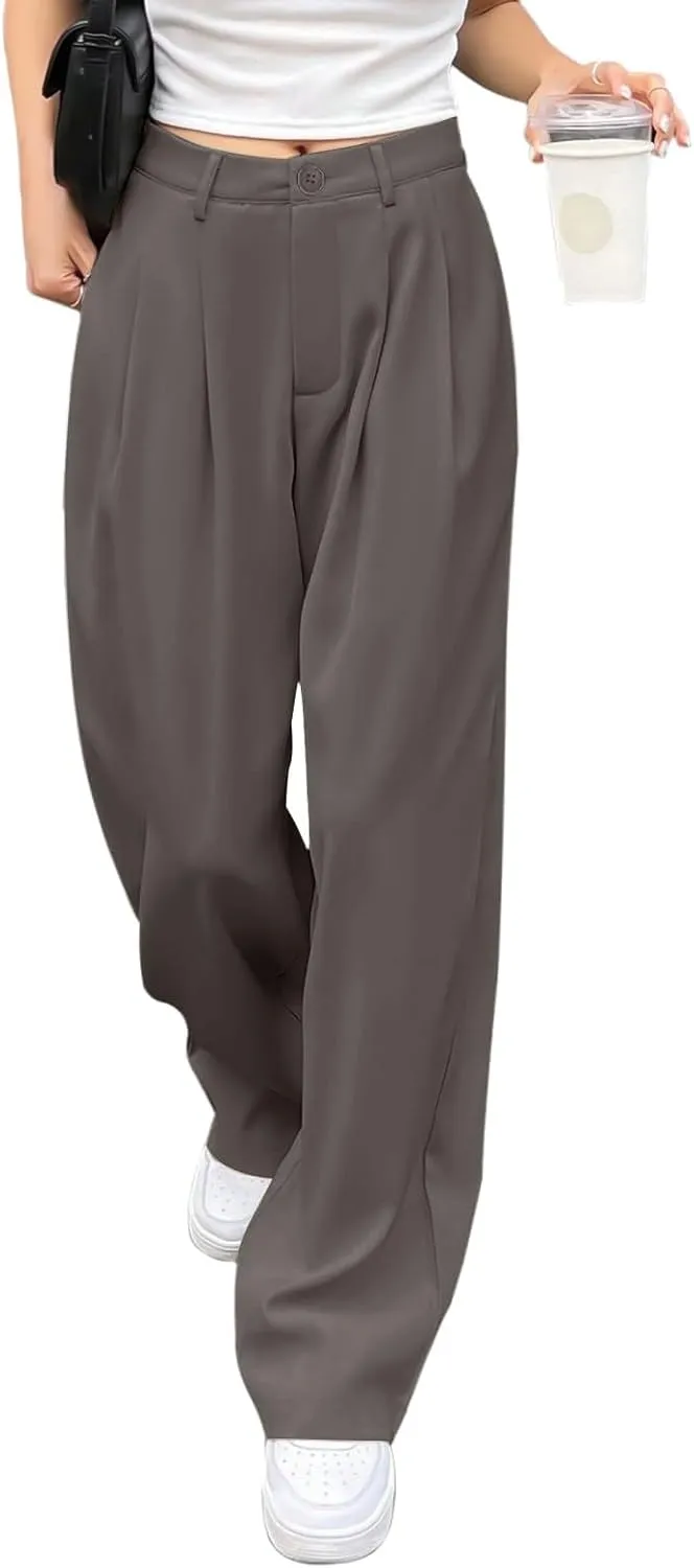 Women Linen Blend Summer Cropped Palazzo Lounge Pants Elastic Waisted Lounge Pants Slim-Fit Trousers Office