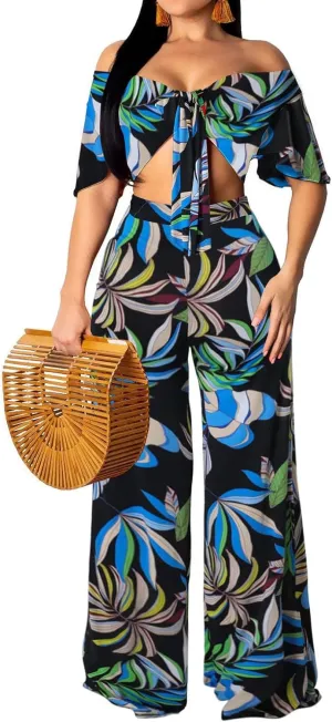 Women Sexy Swimsuit And Cover Up Set Wide Leg Jumpsuit Spaghetti Strap Top Long Pants Summer Beach Sets