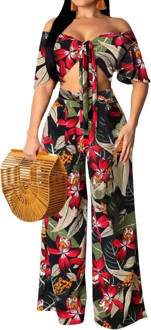 Women Sexy Swimsuit And Cover Up Set Wide Leg Jumpsuit Spaghetti Strap Top Long Pants Summer Beach Sets