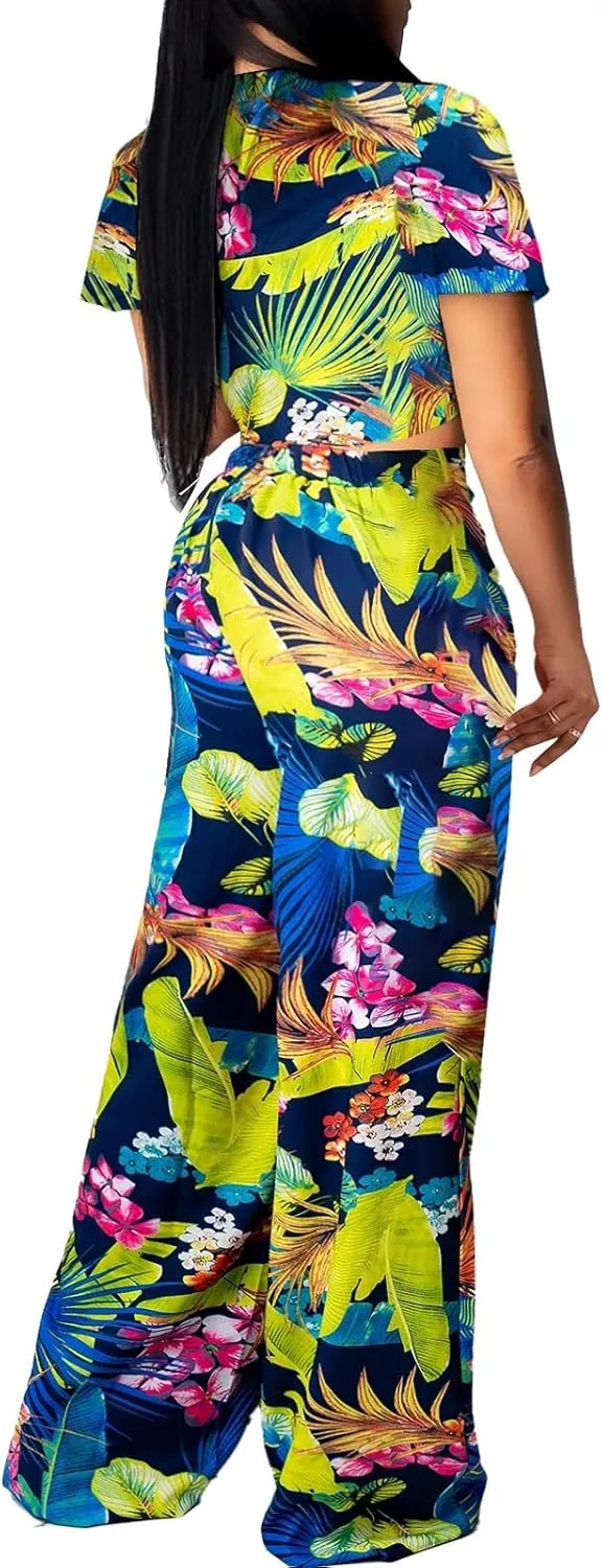 Women Sexy Swimsuit And Cover Up Set Wide Leg Jumpsuit Spaghetti Strap Top Long Pants Summer Beach Sets