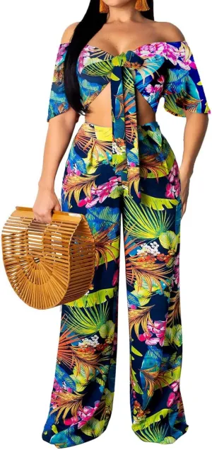 Women Sexy Swimsuit And Cover Up Set Wide Leg Jumpsuit Spaghetti Strap Top Long Pants Summer Beach Sets