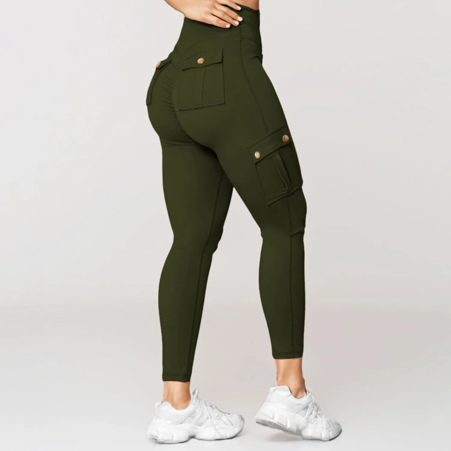 Womens Cargo Leggings High Waist Tummy Control Workout Yoga Pants Slim Fit Stretch Cargo Pants with Pockets 2025