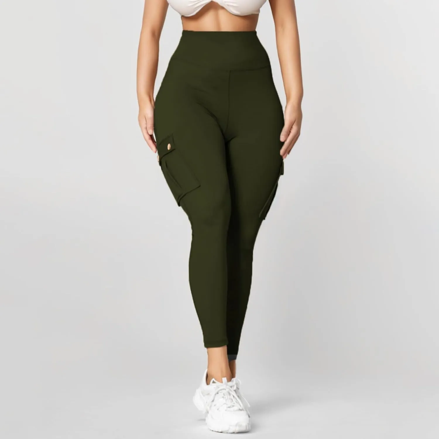 Womens Cargo Leggings High Waist Tummy Control Workout Yoga Pants Slim Fit Stretch Cargo Pants with Pockets 2025