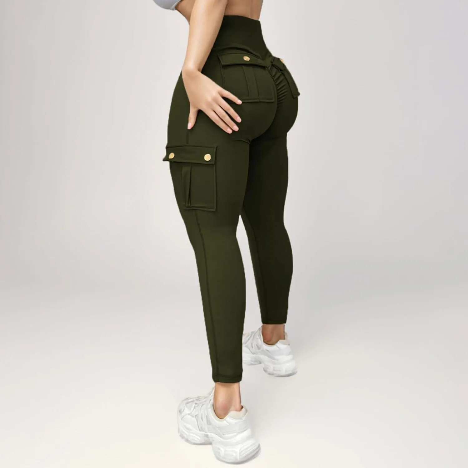 Womens Cargo Leggings High Waist Tummy Control Workout Yoga Pants Slim Fit Stretch Cargo Pants with Pockets 2025