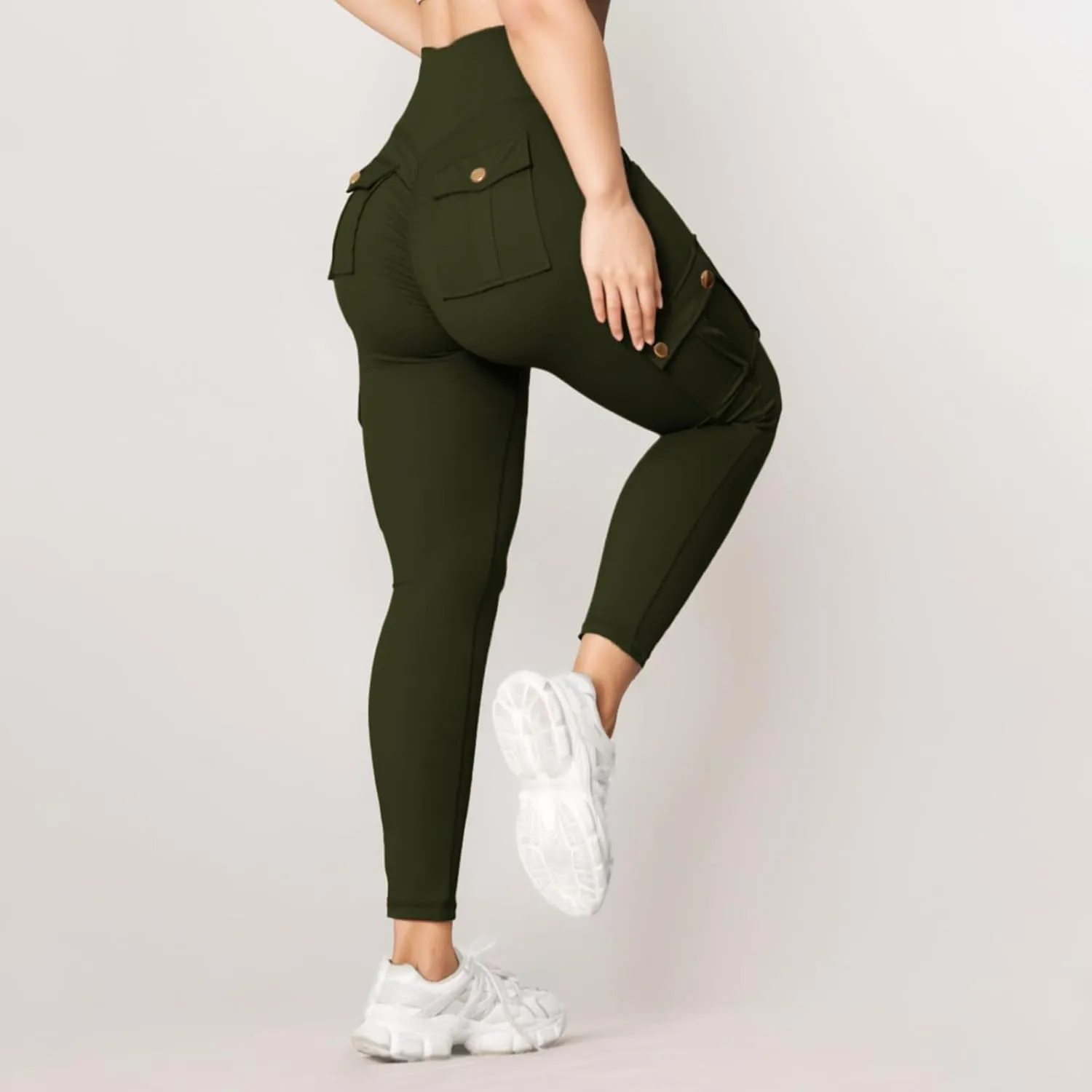 Womens Cargo Leggings High Waist Tummy Control Workout Yoga Pants Slim Fit Stretch Cargo Pants with Pockets 2025