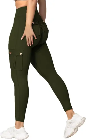 Womens Cargo Leggings High Waist Tummy Control Workout Yoga Pants Slim Fit Stretch Cargo Pants with Pockets 2025