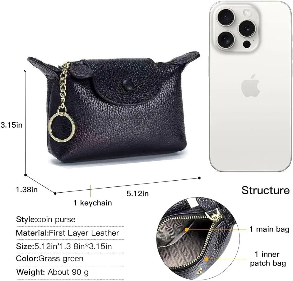 Women's Coin Purse with KeyChain, Mini Bag with Zipper - Wristlet Wallets for Men & Women