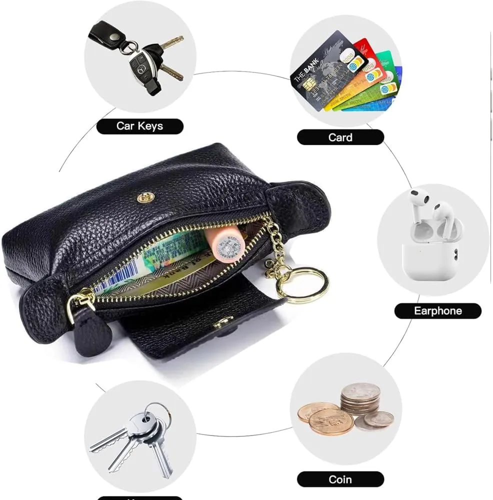 Women's Coin Purse with KeyChain, Mini Bag with Zipper - Wristlet Wallets for Men & Women