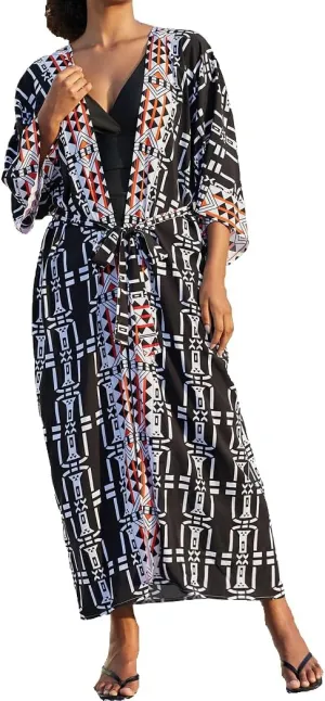 Women's Fashion Geometry Print Cover ups Tunic Kimono Cardigan Shawl