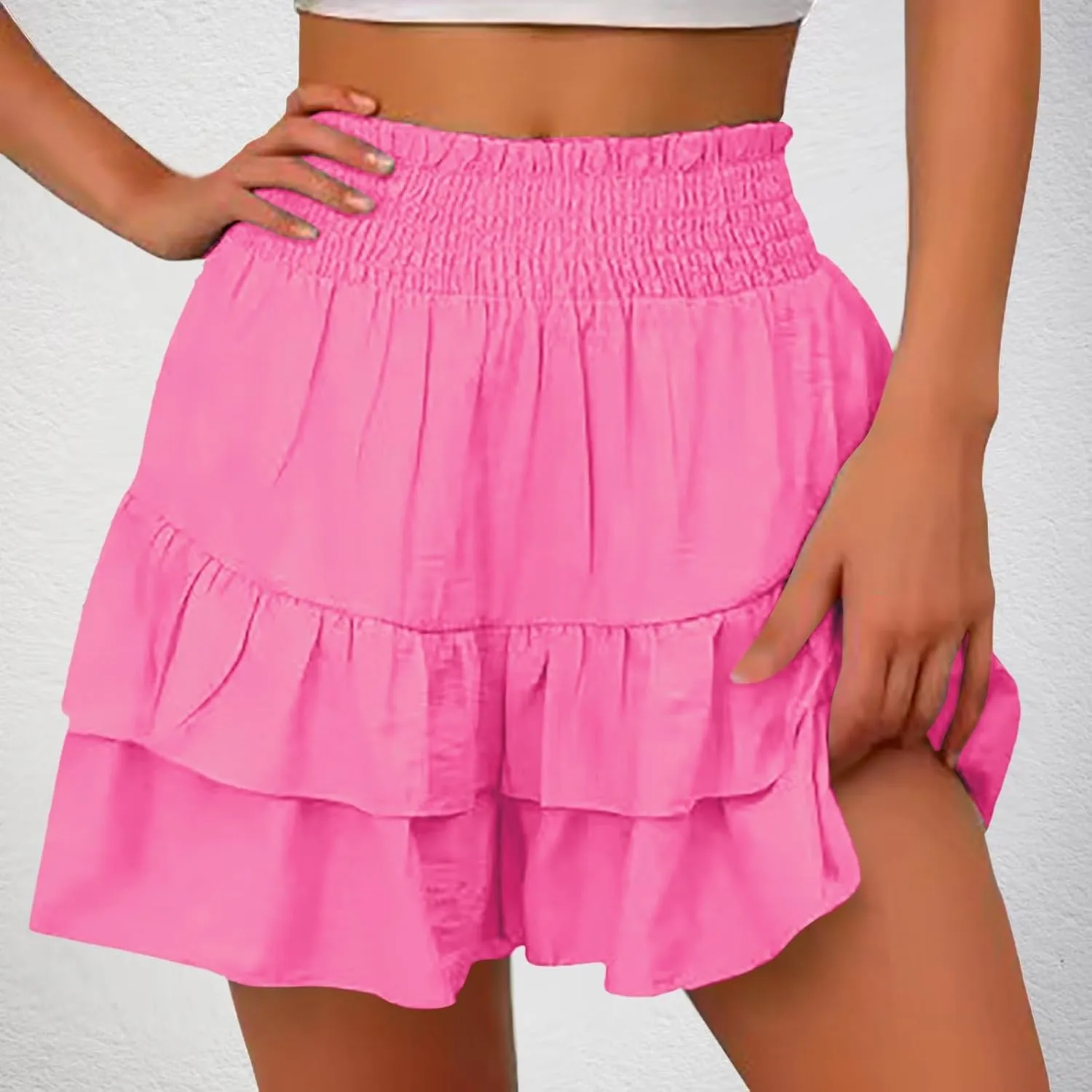 Women's Flowy Skorts Summer Cute Ruffle Layered High Waist Golf Skorts Trendy Tennis Gym Workout Casual Mini Skirts