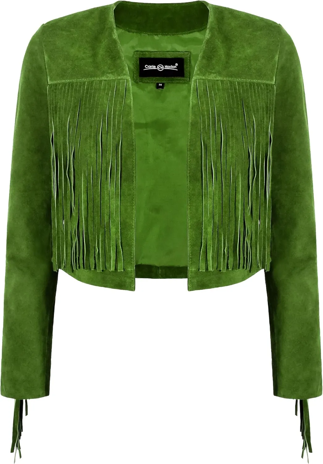 Womens Fringe Western Short Body Vintage 90s Style Cropped Suede Leather Jacket 7912