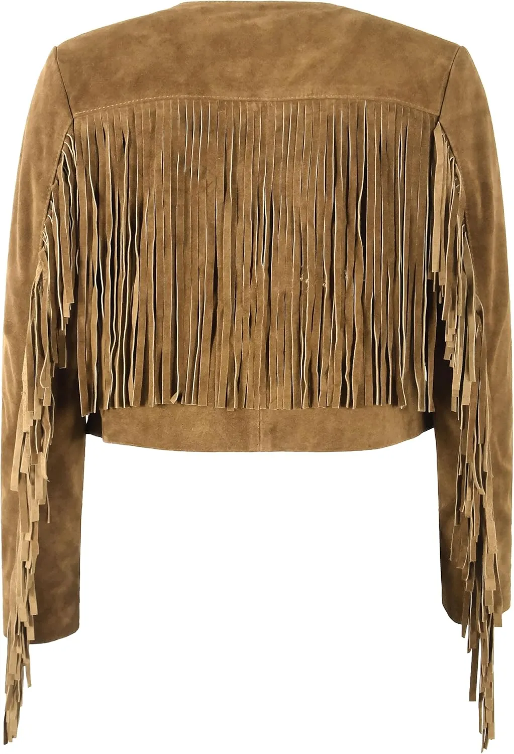 Womens Fringe Western Short Body Vintage 90s Style Cropped Suede Leather Jacket 7912