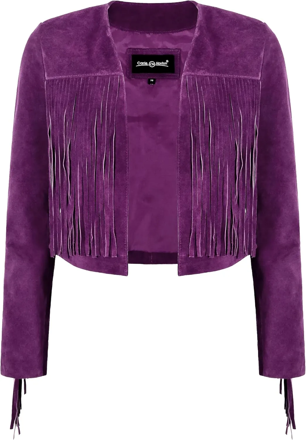 Womens Fringe Western Short Body Vintage 90s Style Cropped Suede Leather Jacket 7912