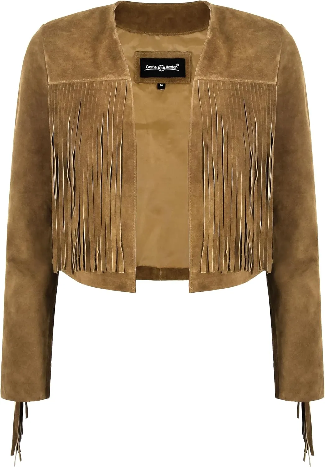 Womens Fringe Western Short Body Vintage 90s Style Cropped Suede Leather Jacket 7912
