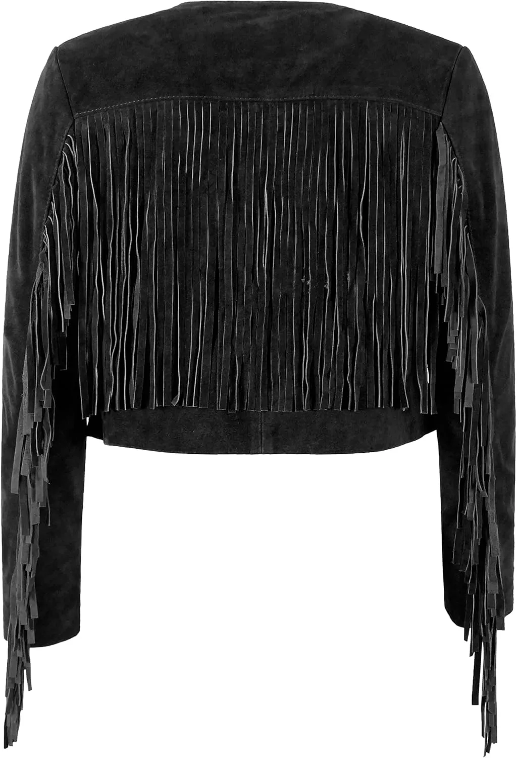 Womens Fringe Western Short Body Vintage 90s Style Cropped Suede Leather Jacket 7912