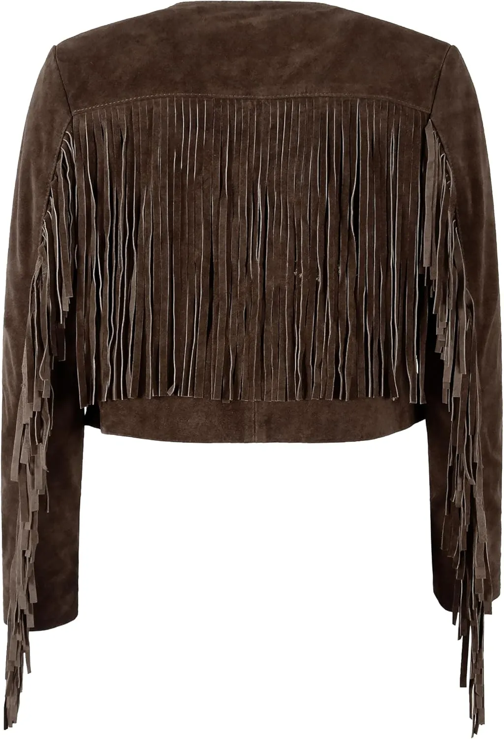 Womens Fringe Western Short Body Vintage 90s Style Cropped Suede Leather Jacket 7912