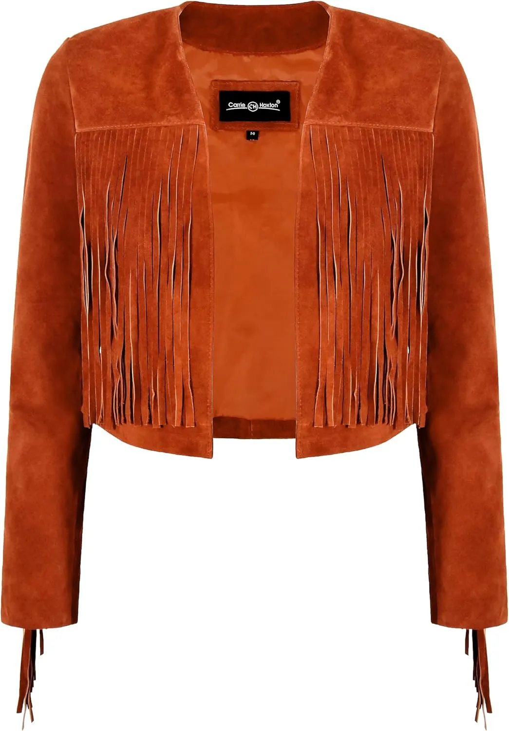 Womens Fringe Western Short Body Vintage 90s Style Cropped Suede Leather Jacket 7912