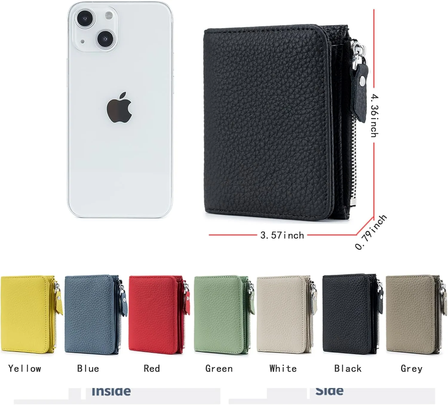 Women's Leather Wallet, RFID Blocking Bifold Wallet for Women, Ladies Soft Fashion Purse with Zipper Coin Pocket (Red)