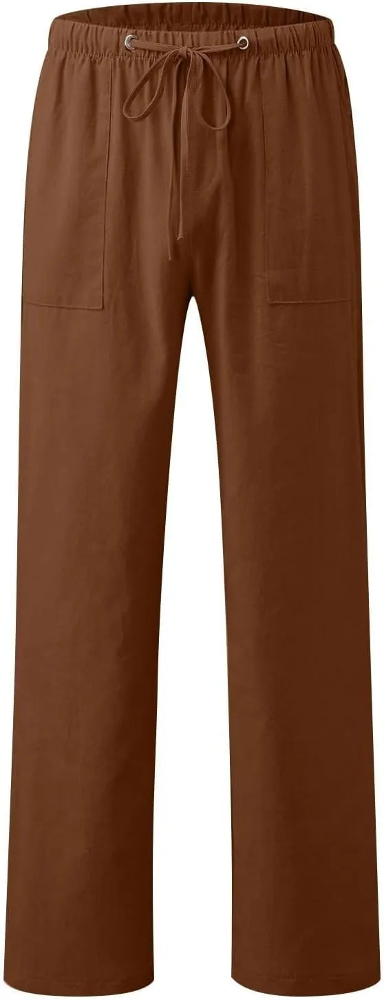Women's Linen Palazzo Pants Summer Boho Wide Leg High Waist Casual Lounge Pant 2025 Beach Travel Vacation Trousers