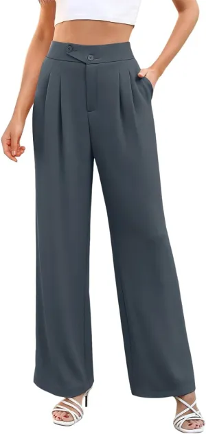 Womens Linen Summer Boho Pant Trousers Elastic Waisted Lounge Pants Plus Size Palazzo Lounge Pants Travel