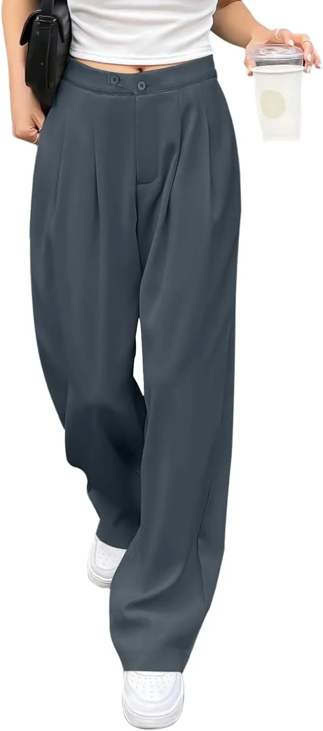 Womens Linen Summer Boho Pant Trousers Elastic Waisted Lounge Pants Plus Size Palazzo Lounge Pants Travel