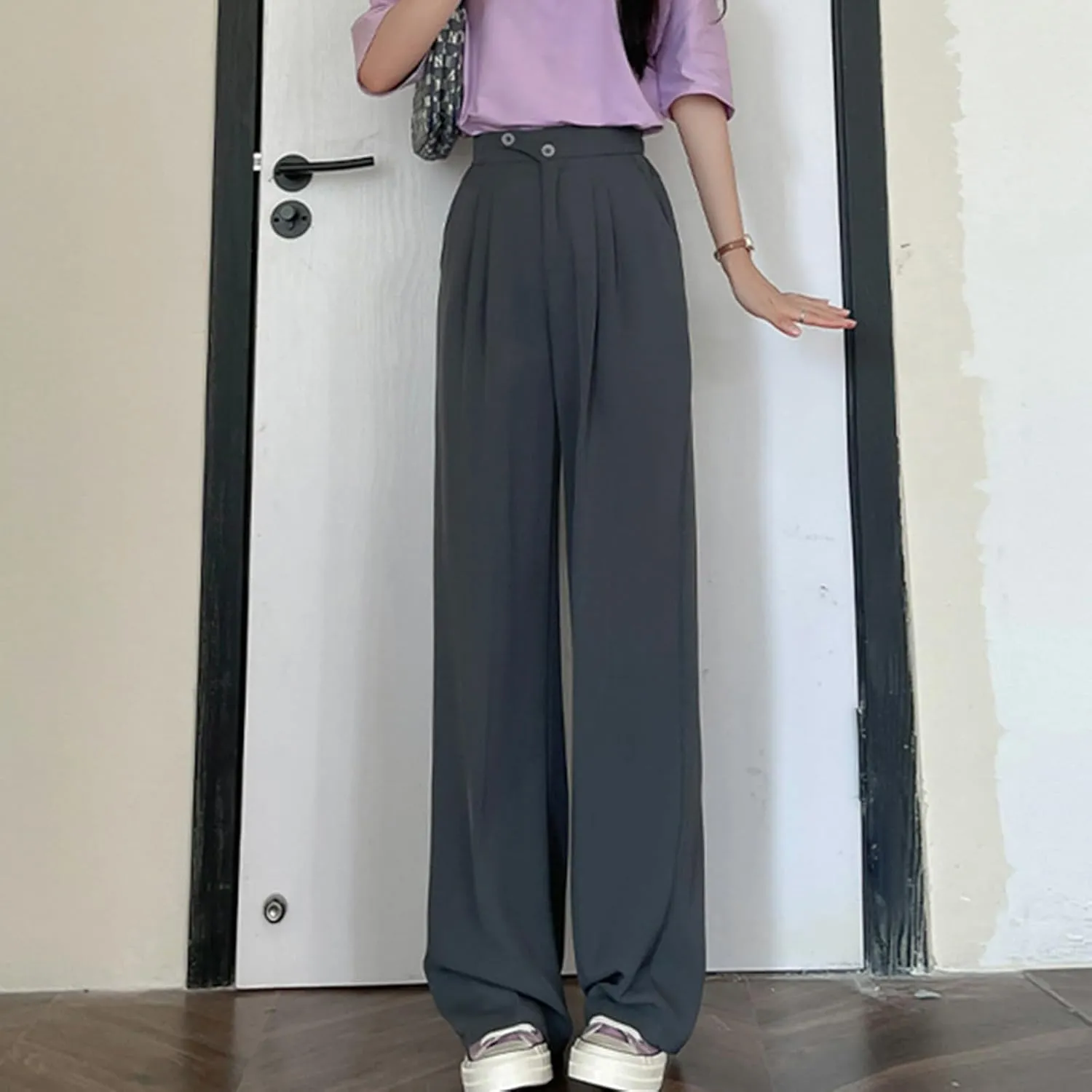 Womens Linen Summer Boho Pant Trousers Elastic Waisted Lounge Pants Plus Size Palazzo Lounge Pants Travel