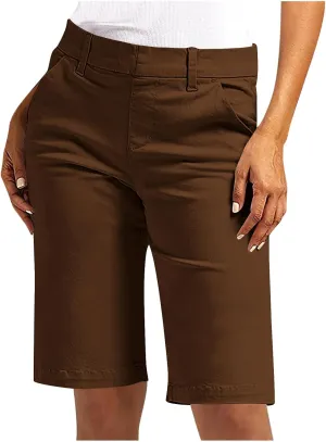 Women's Pull On Bermuda Shorts for Women 2025 Trendy Stretch Twill Short Dressy Casual High Waisted Summer Slacks
