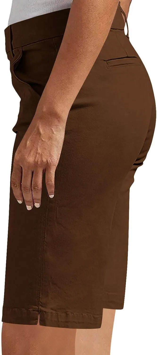 Women's Pull On Bermuda Shorts for Women 2025 Trendy Stretch Twill Short Dressy Casual High Waisted Summer Slacks