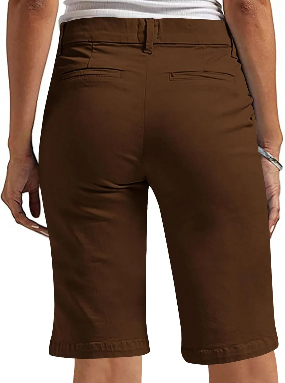 Women's Pull On Bermuda Shorts for Women 2025 Trendy Stretch Twill Short Dressy Casual High Waisted Summer Slacks